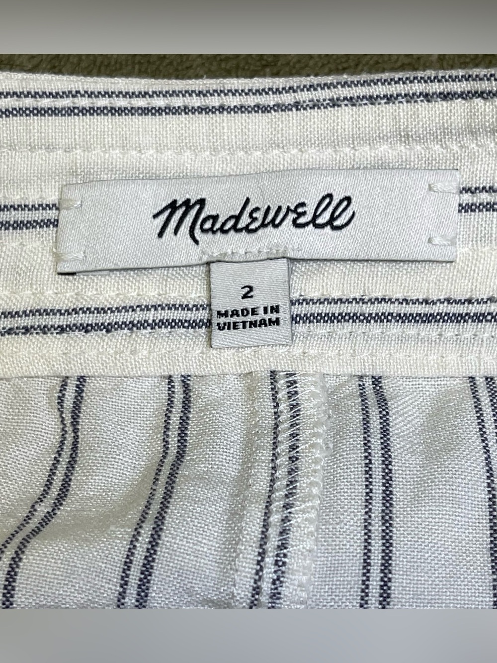 Madewell Linen-Blend Pinstripe Button-Front A-Line Midi Skirt Size 2 - Picture 3 of 9